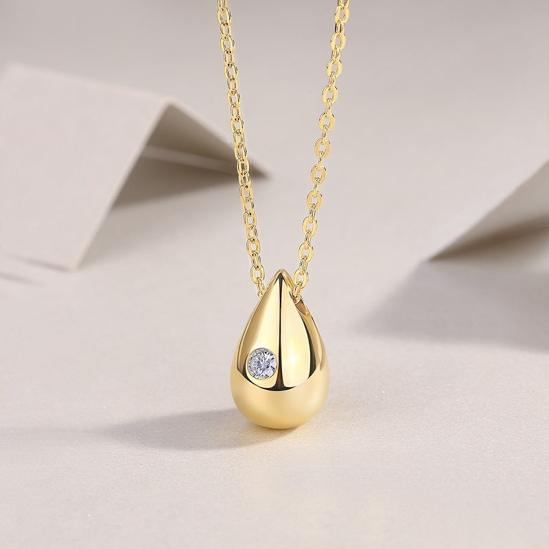 Moissanite Pendant Necklace in S925 Sterling Silver with Gold Plating