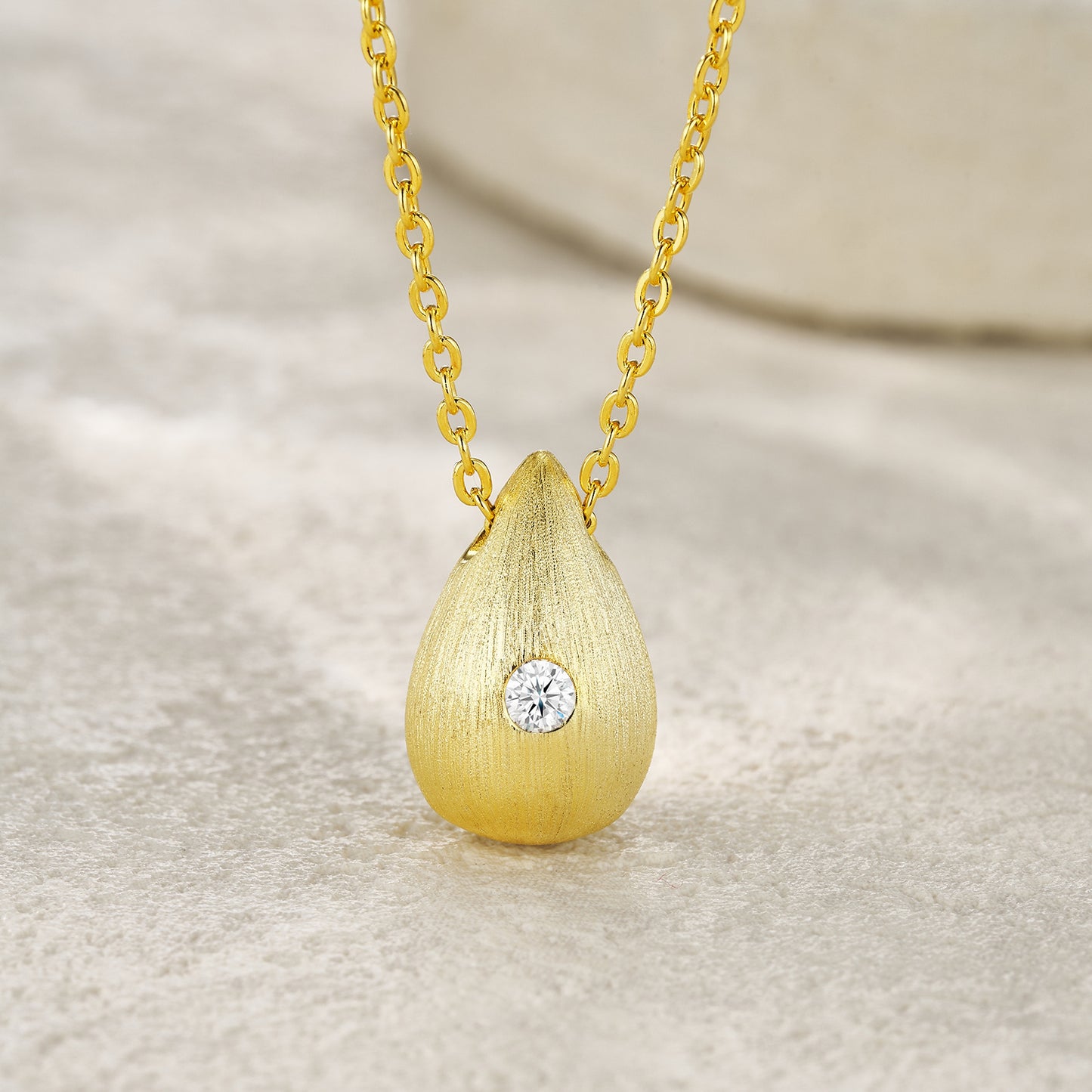 Moissanite Pendant Necklace in S925 Sterling Silver with Gold Plating