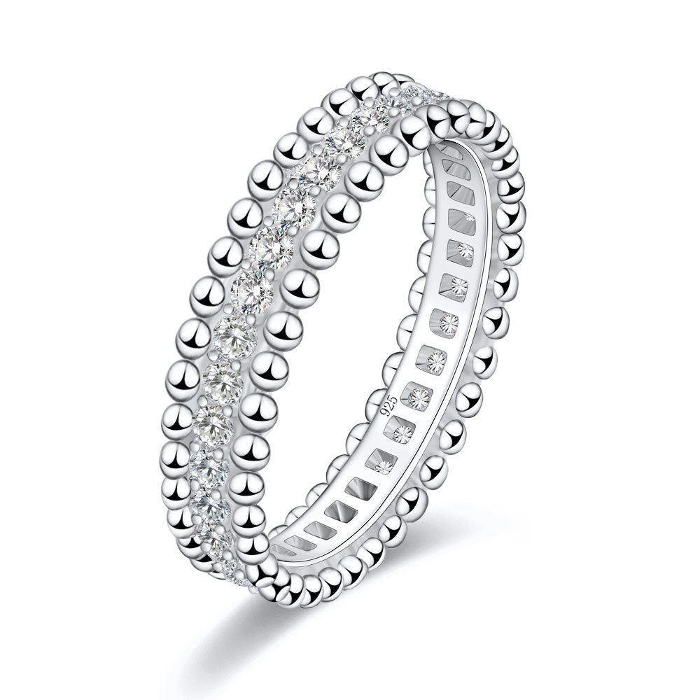925 Silver 18K Gold Plated Moissanite Ring – Bead Edge Design