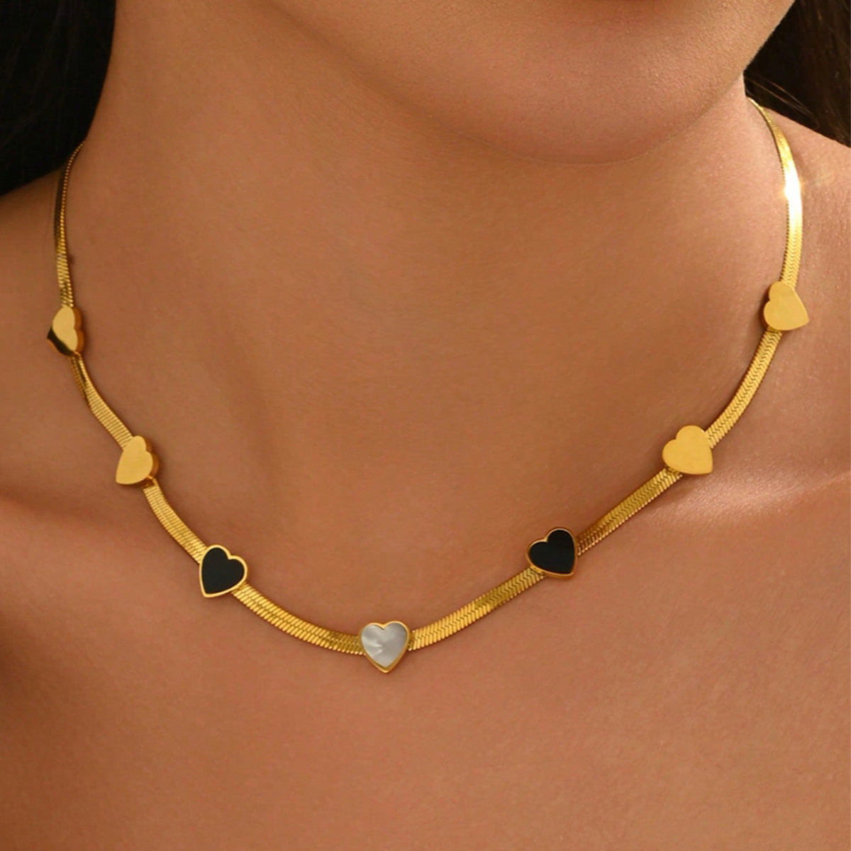 Lxalry – 18K Gold Plated Heart Necklace & Bracelet Set | Romantic Elegance