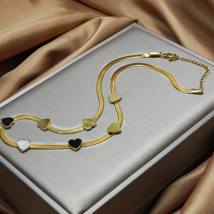 Lxalry – 18K Gold Plated Heart Necklace & Bracelet Set | Romantic Elegance