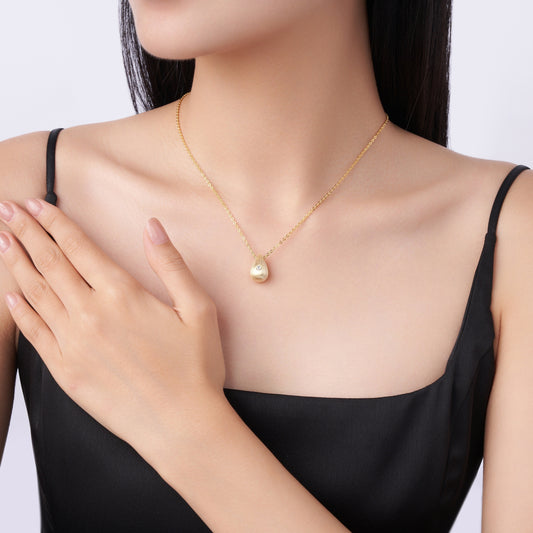 Moissanite Pendant Necklace in S925 Sterling Silver with Gold Plating