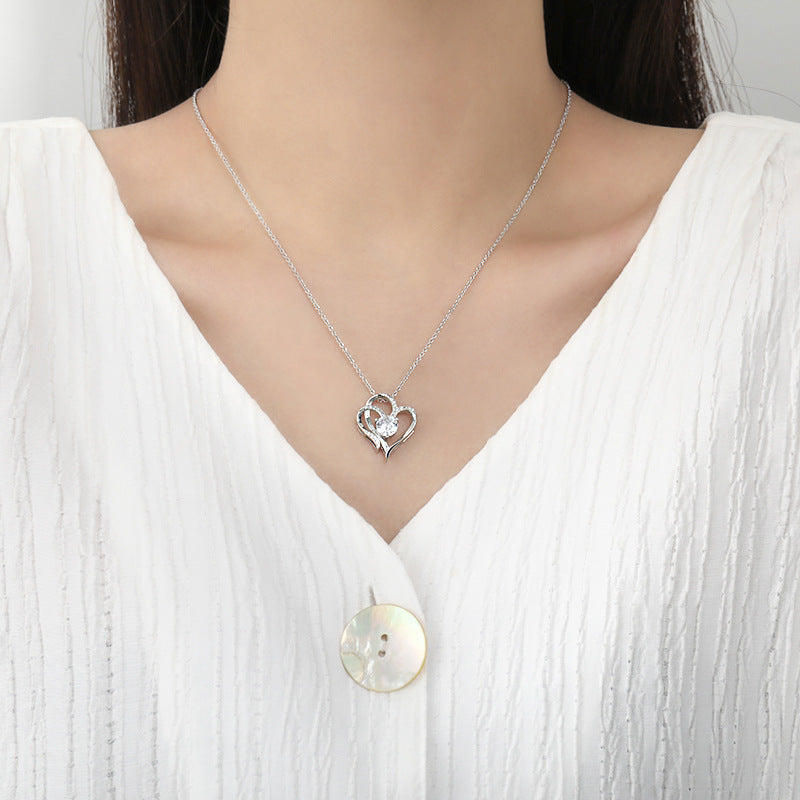 Zircon Double Heart Necklace – Women's Clavicle Chain Jewelry