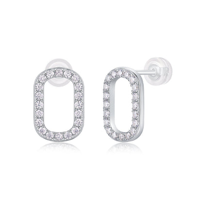 S925 Moissanite Sterling Silver Platinum-plated Stud Earrings