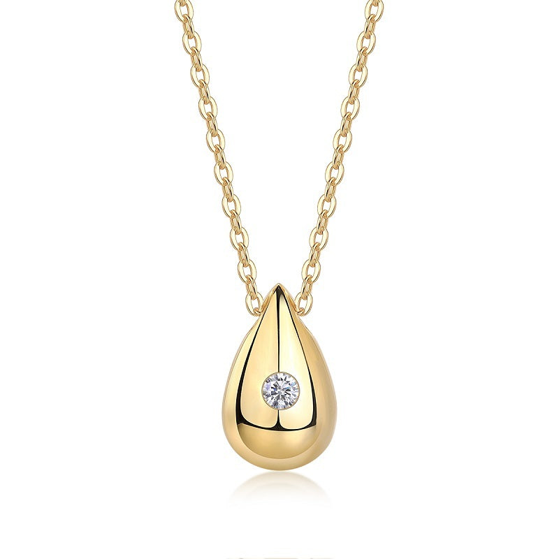 Moissanite Pendant Necklace in S925 Sterling Silver with Gold Plating