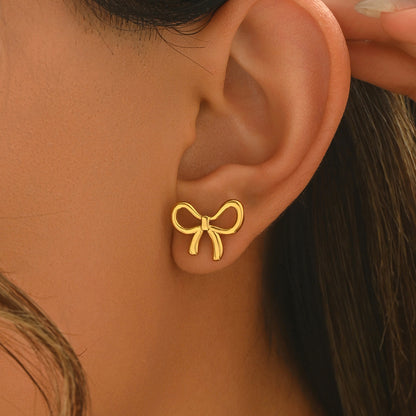 Lxalry – 18K Gold Plated Bow Earrings