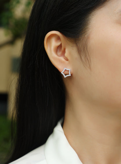 S925 Moissanite Sterling Silver Platinum-plated Earrings