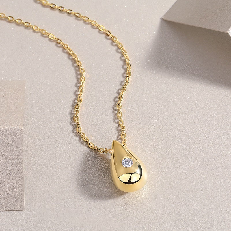 Moissanite Pendant Necklace in S925 Sterling Silver with Gold Plating