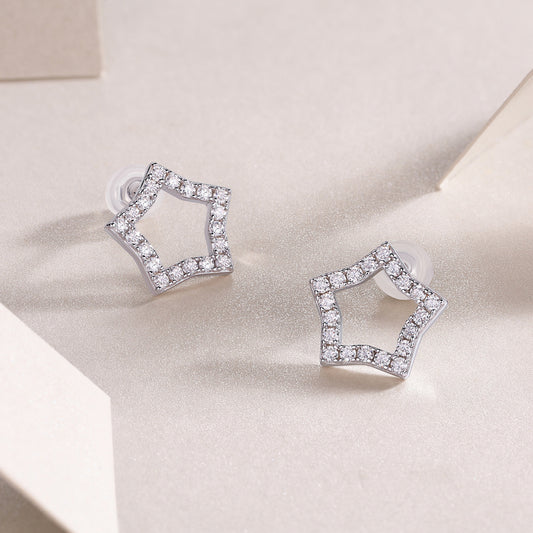 S925 Moissanite Sterling Silver Platinum-plated Earrings