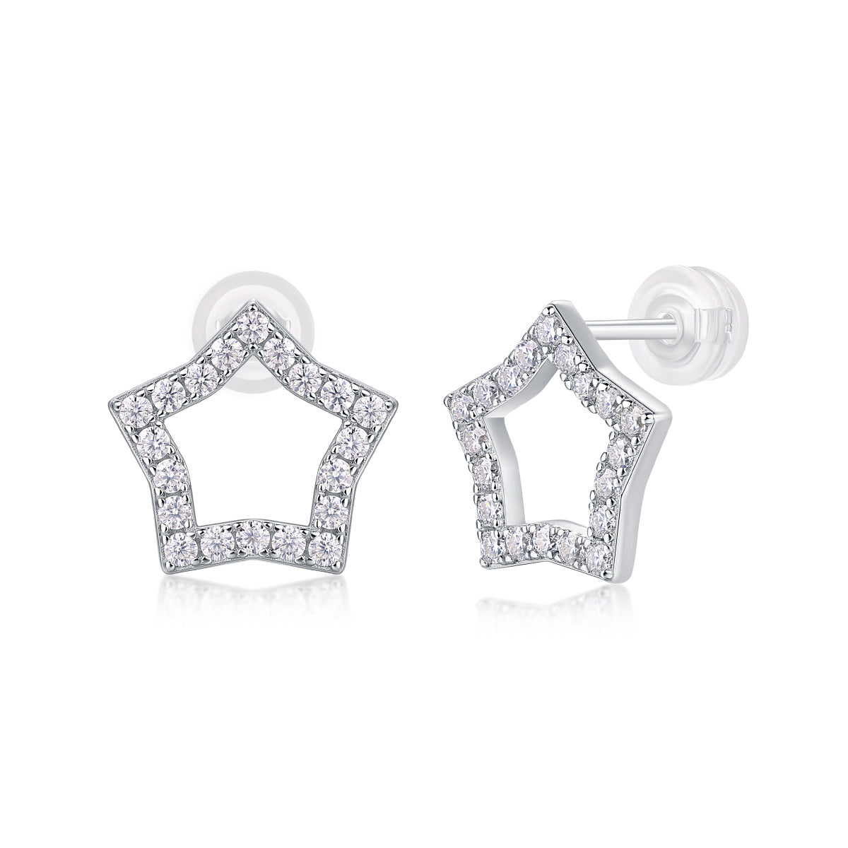 S925 Moissanite Sterling Silver Platinum-plated Earrings