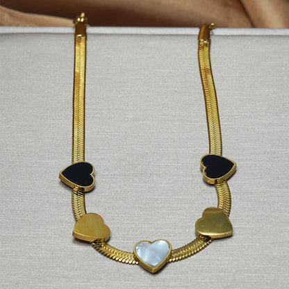 Lxalry – 18K Gold Plated Heart Necklace & Bracelet Set | Romantic Elegance
