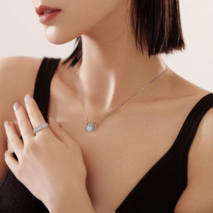 925 Silver 18K Gold Plated Moissanite Ring – Bead Edge Design