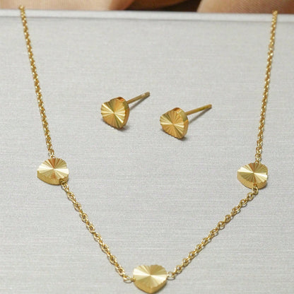 Lxalry – 18K Gold Plated Heart Necklace & Earrings Set