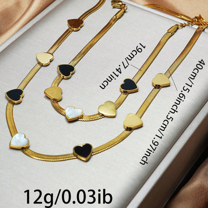 Lxalry – 18K Gold Plated Heart Necklace & Bracelet Set | Romantic Elegance