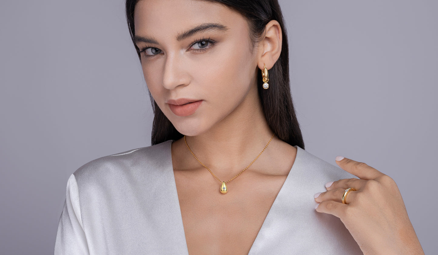Moissanite Pendant Necklace in S925 Sterling Silver with Gold Plating