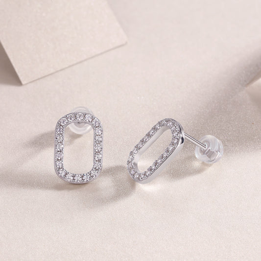 S925 Moissanite Sterling Silver Platinum-plated Stud Earrings