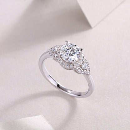 Luxury Fashion Large Diamond Wedding Ring With Moissanite Silver Ring
