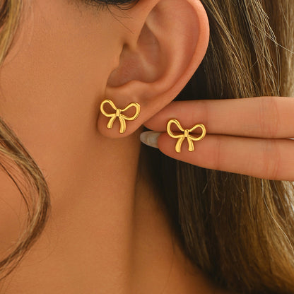 Lxalry – 18K Gold Plated Bow Earrings
